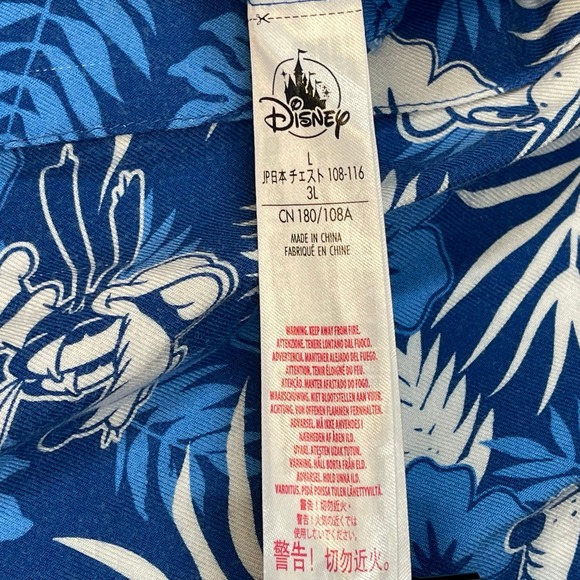 Disney Shirt Men Large Blue Aloha Hawaiian Tropical Hibiscus Flowers Mickey - Picture 6 of 12